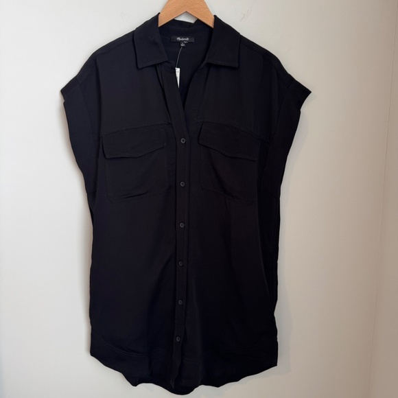 NWT Madewell Black Utility Button-Front Mini Dress SZ S - Picture 4 of 6